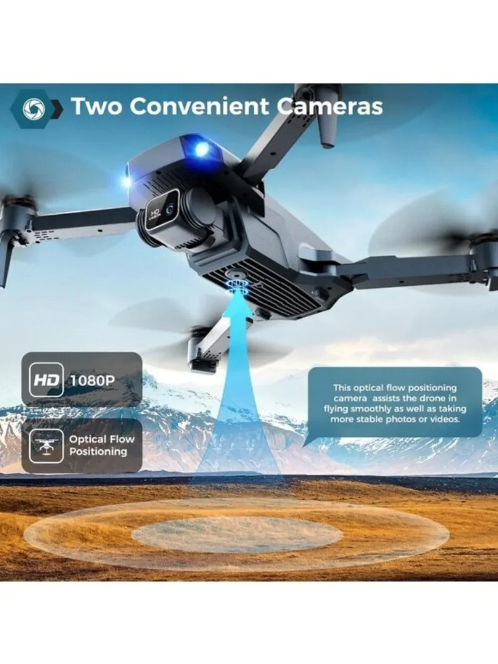 Drone Camera 1080P HD FPV Camera, ne Key Take Off/Land, Altitude Hold, 360 Flip